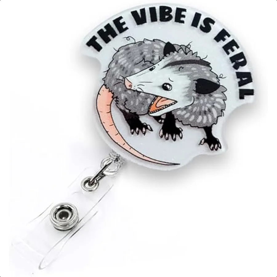 Funny Opossum Retractable Badge Reel for Medical Workers