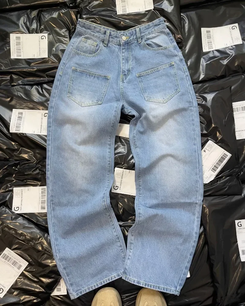 New Streetwear Jeans for Men Cherry Blossom Pattern Y2k Baggy Jeans Men Harajuku Punk Straight Casual Low Rise Denim Trousers 3