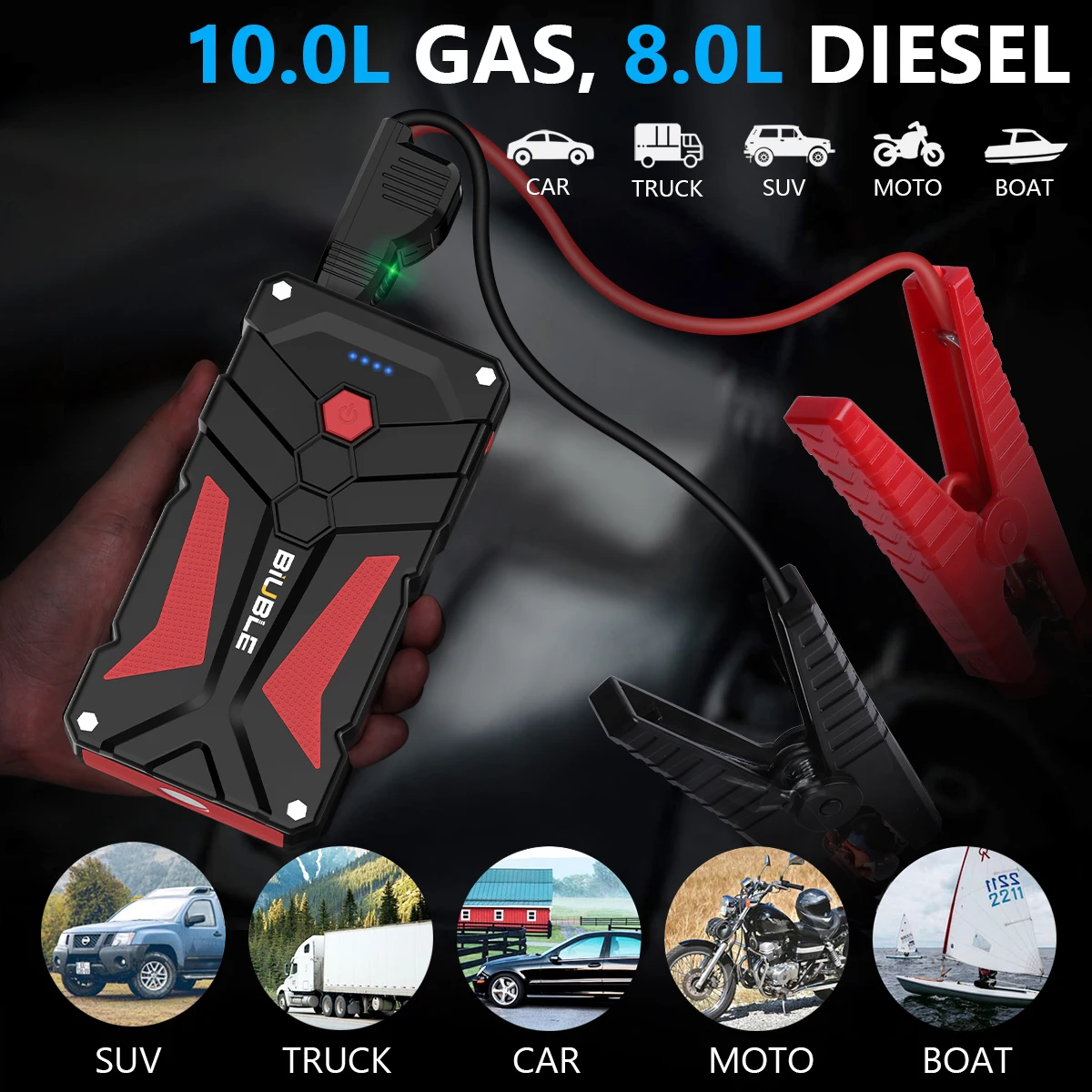 BIUBLE 26800mAh Jump Starter Power Bank 3000A 12V Portable Car Battery Starter Emergency AUTO Booster Starting Device Jump Start