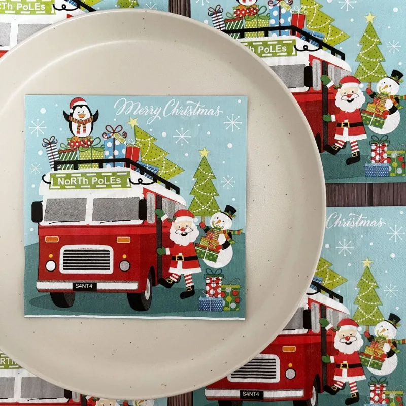 10/20 stücke 33cm neue Schneemann Bus bunte Servietten Weihnachten Ambiente Papier Tischs ets Party Zeichen papier Schmetterling Bartlet Papier – Detail 1
