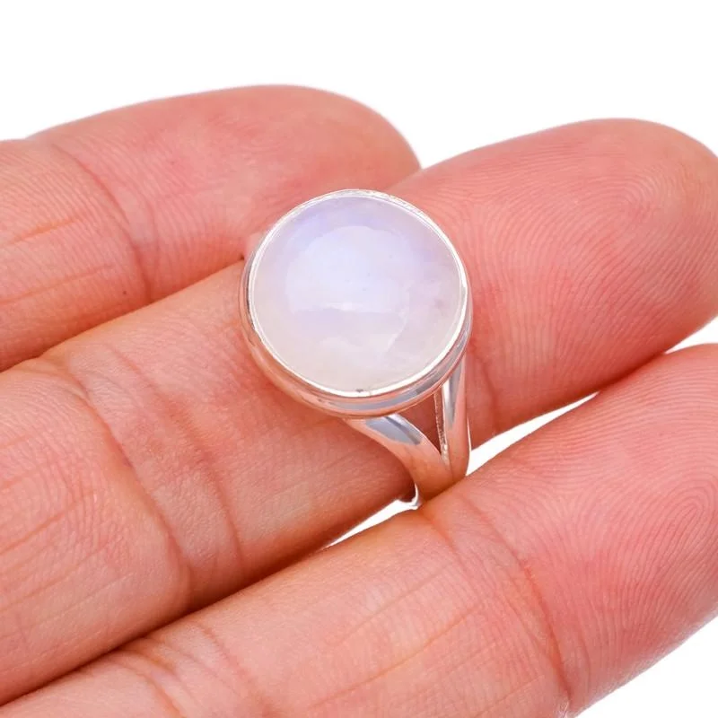 

StarGems® Natural Moonstone Handmade 925 Sterling Silver Ring 8 F2544