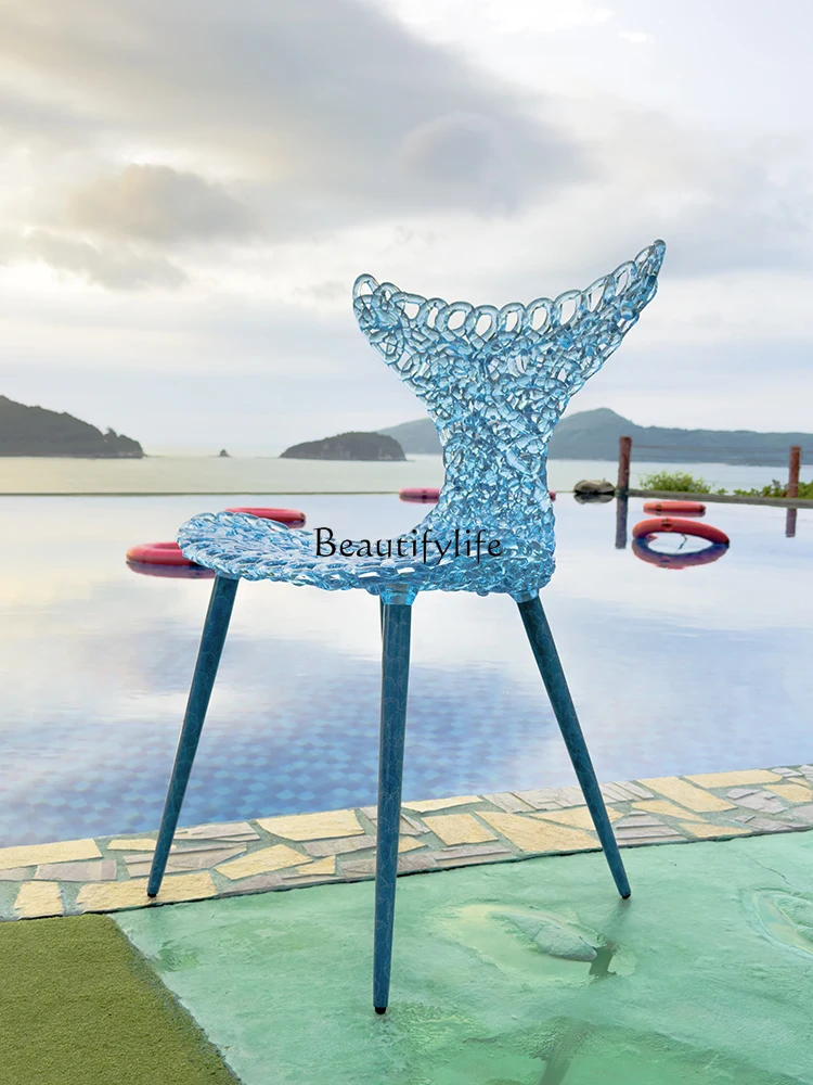 

Fishtail Chair Dining Chair Premium Restaurant Transparent Stainless Steel Brass Crystal Chair