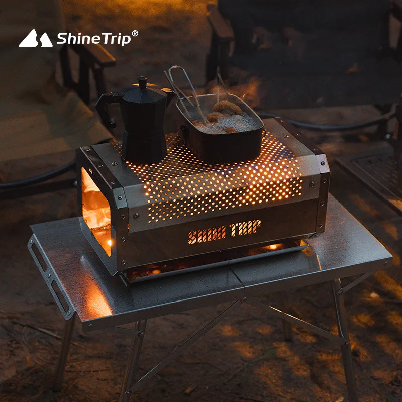

Уличный улей, настольная горелка ShineTrip, кемпинговая атмосфера, нагревательная плита из нержавеющей стали, для наблюдения за огнем, гриль для костра