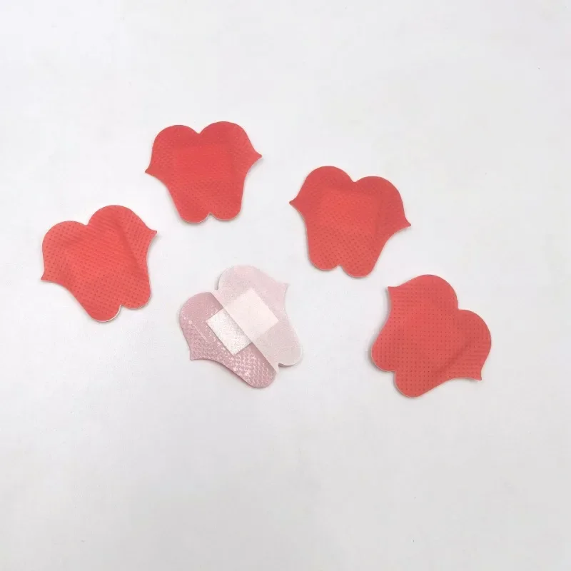 10pcs Children Baby Cute Creative Heart Lips Shaped Red Silver Band Aid Skin Patch for Wound Plaster Flash Laser Bandages Strips
