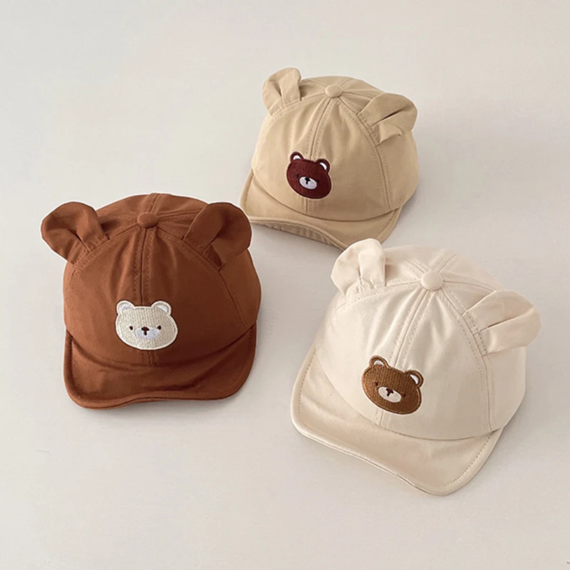 Cute Bear Face Baby Cap – Beige & Brown