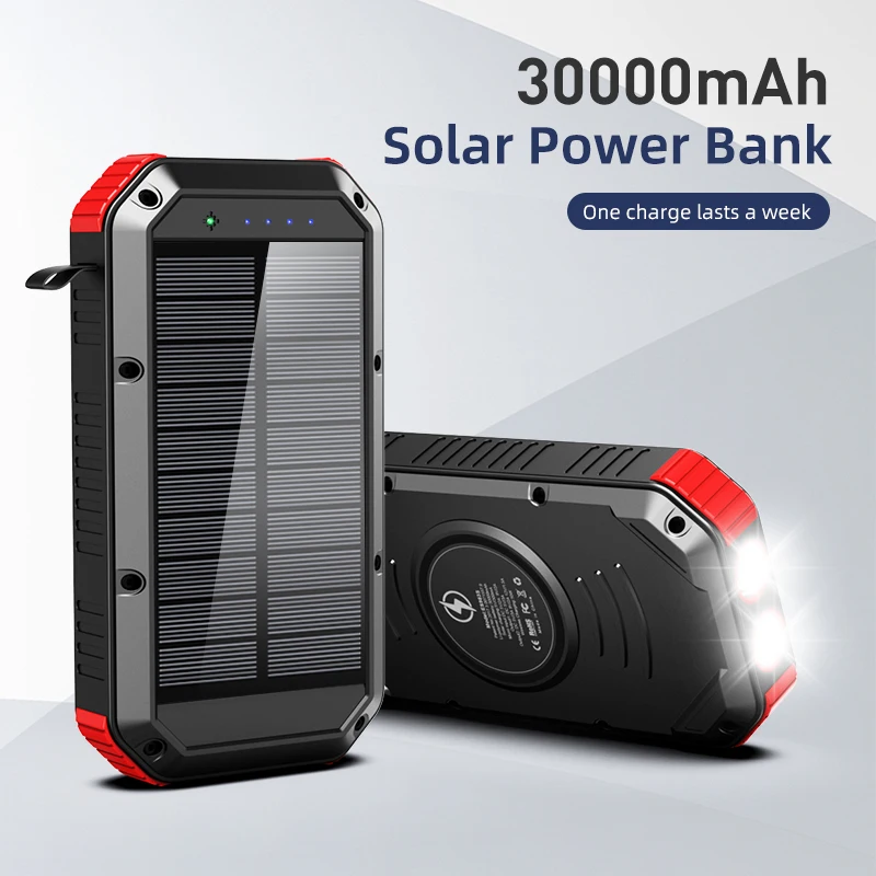 

YX-ES983S Solar Battery Power Bank Big Capacity 30000Mah Waterproof Outdoor Emergency Wireless Power Bank Multiple Interface