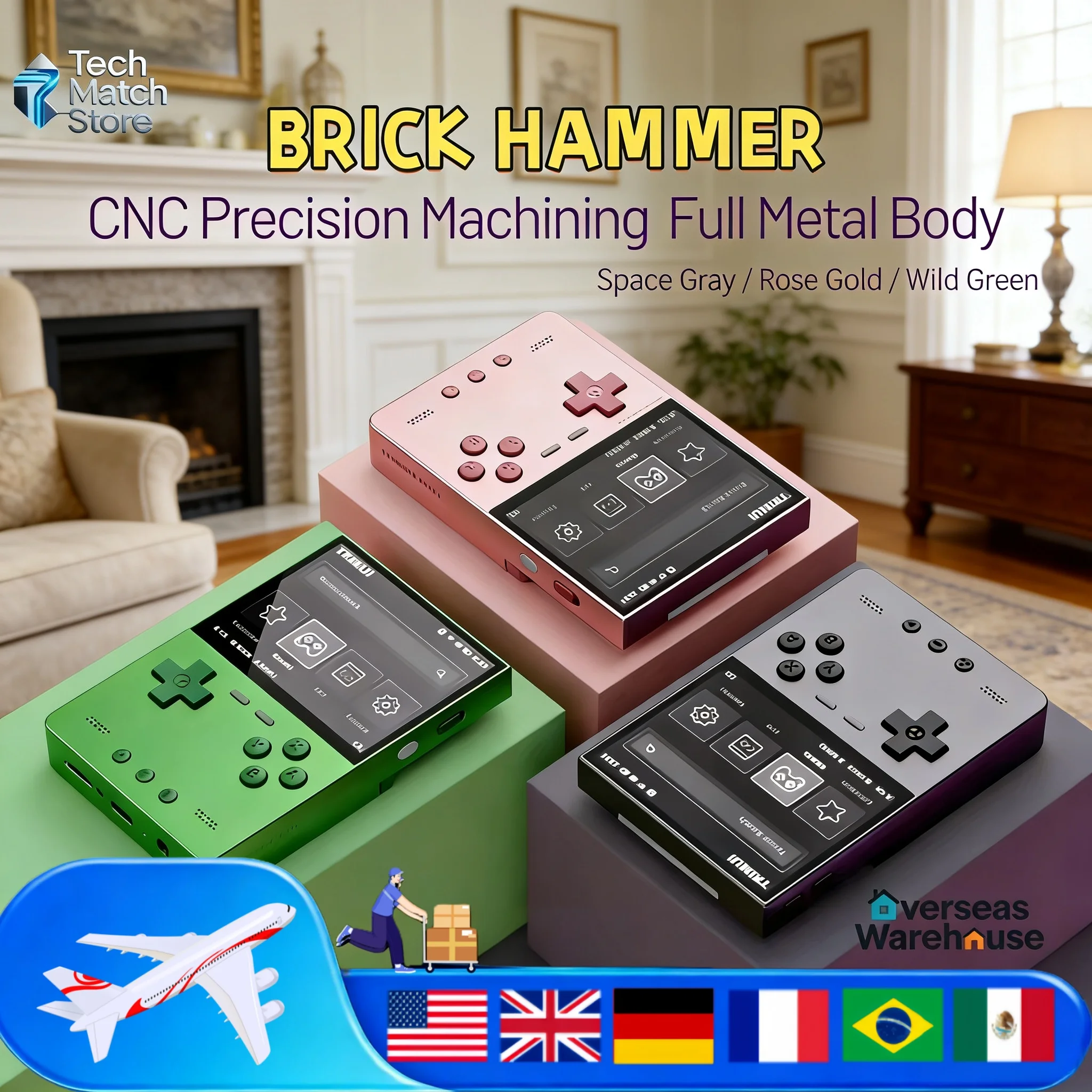 TRIMUI BRICK Hammer Retro Handheld Game Console Linux System CNC-Machined Metal Exterior Key LED Lighting 3.2'' IPS_voghion.com