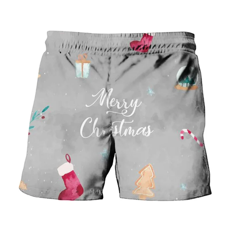 Merry Christmas New Disney Brand Mickey And Minnie Anime Print Summer Men's Fashion Beach Party Casual Shorts Y2K