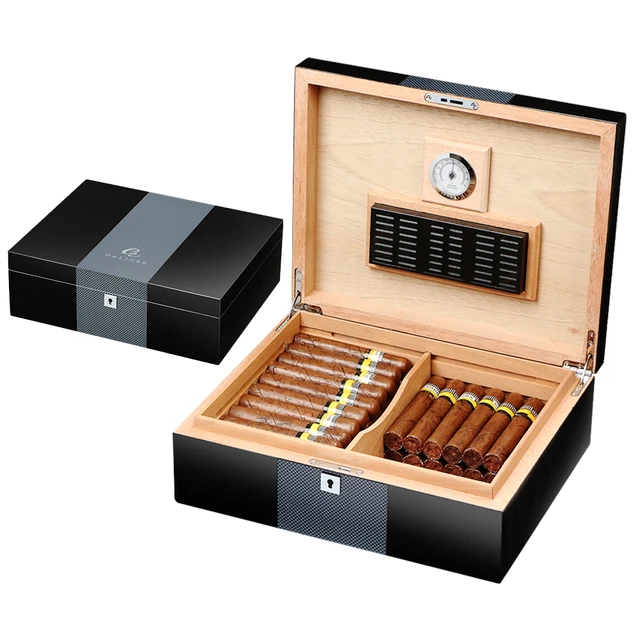 GALINER Cedar Wood Cigar Humidor De Puros Luxury Big Humidor Box Home Cigar  Case W/ Hygrometer Humidifiers