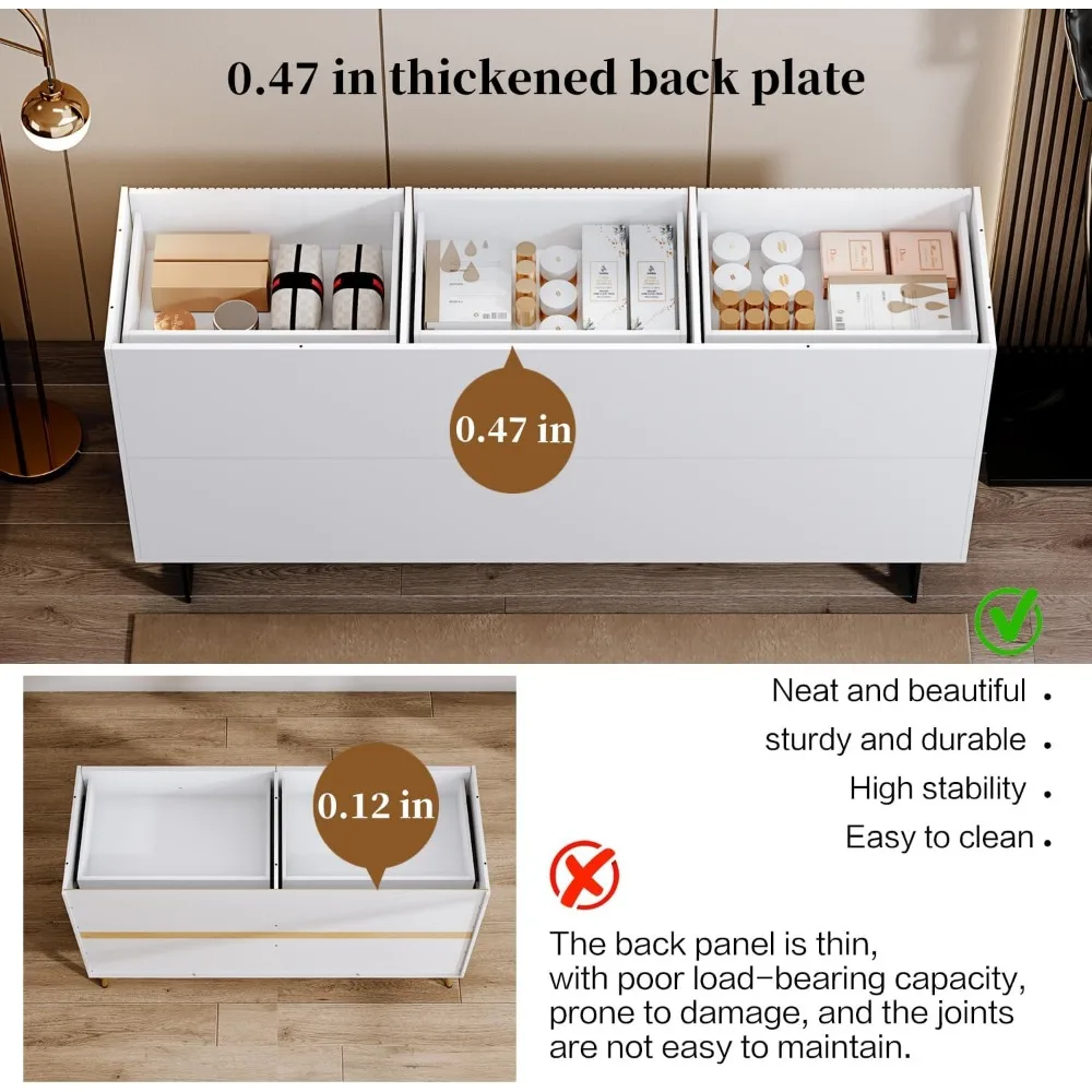 White 9 Drawer Dresser for Bedroom, Large Double Dresser with Wide Drawers, Modern Chest of Drawers,Storage Organizer Dresser 4