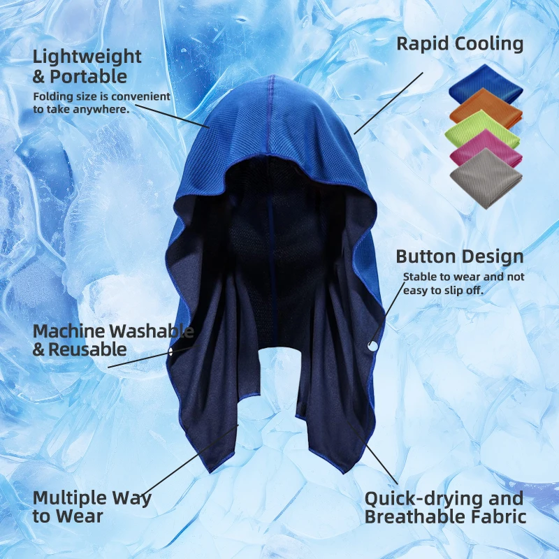 Cooling Hoodie Towel- Hood Towel, Evaporative Cool Technology, Cools...