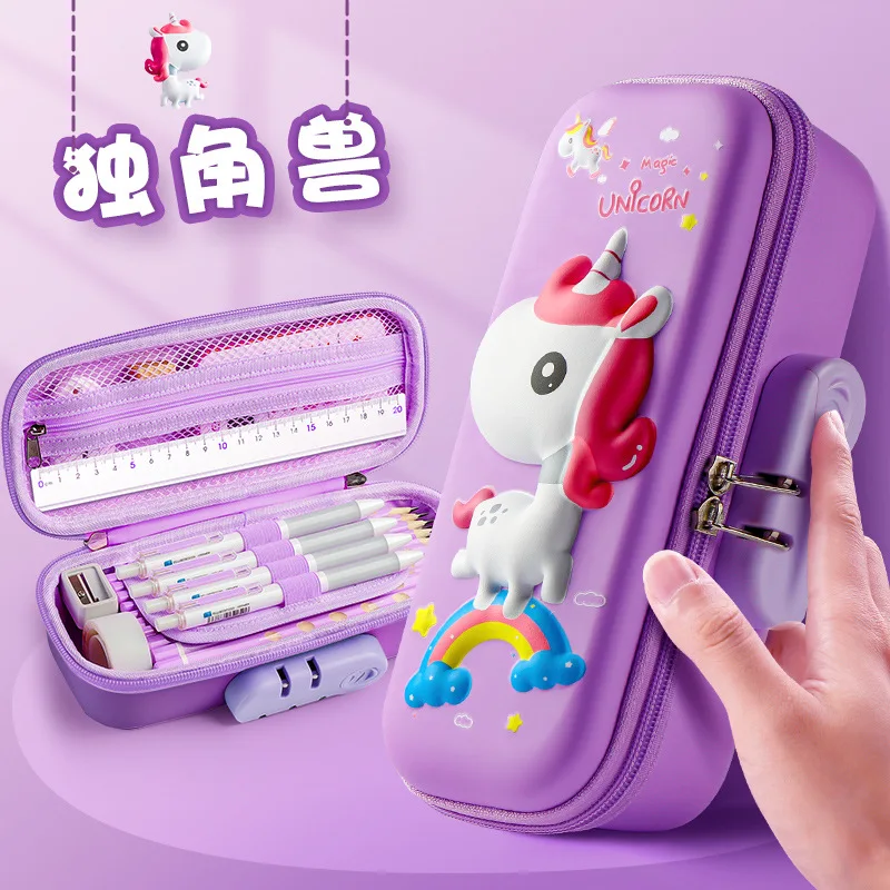 Astuccio 2 In 1 In Silicone Morbido Con Unicorno | 2 Scomparti, Cerniera Robusta, Per Scuola