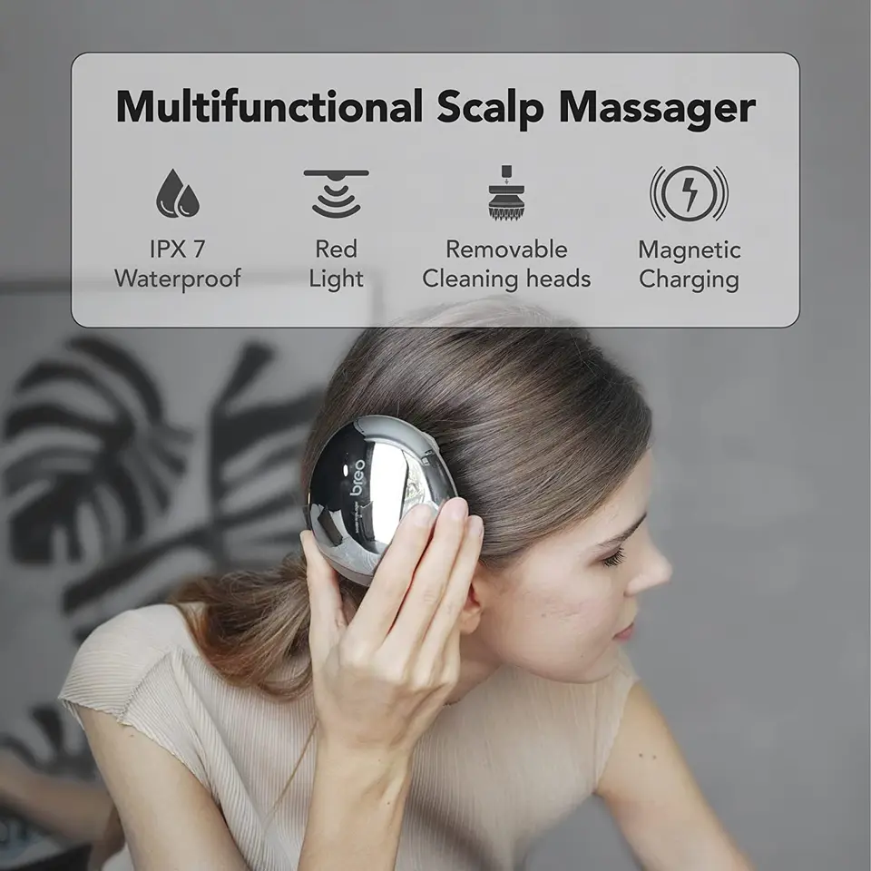 Breo Mini Pro Waterproof Electric Wireless Portable Infrared Technology Head Scalp Muscle Massager Hair Care_voghion.com