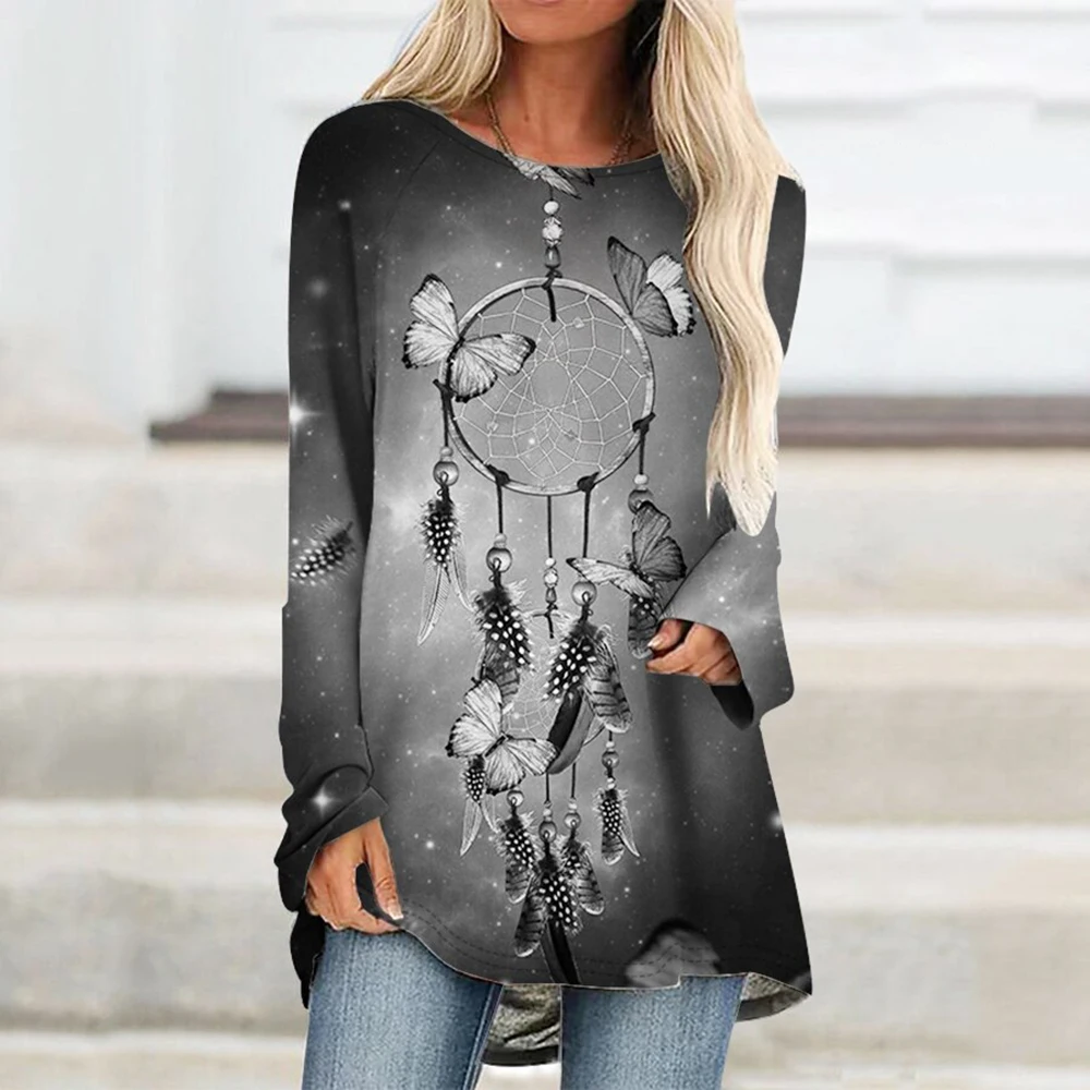 

2023 New Long Sleeve T-Shirt 3d Printed Butterfly Fashion Clothing High Quality Crewneck Top Loose Version Of Women'S T-Shirt