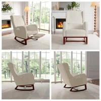 Кресло-качалка Anajqaqia — бежевое кресло-качалка с подставкой для ног и подушкой сиденья, подходит для гостиной, спальни, кабинета — изображение 2