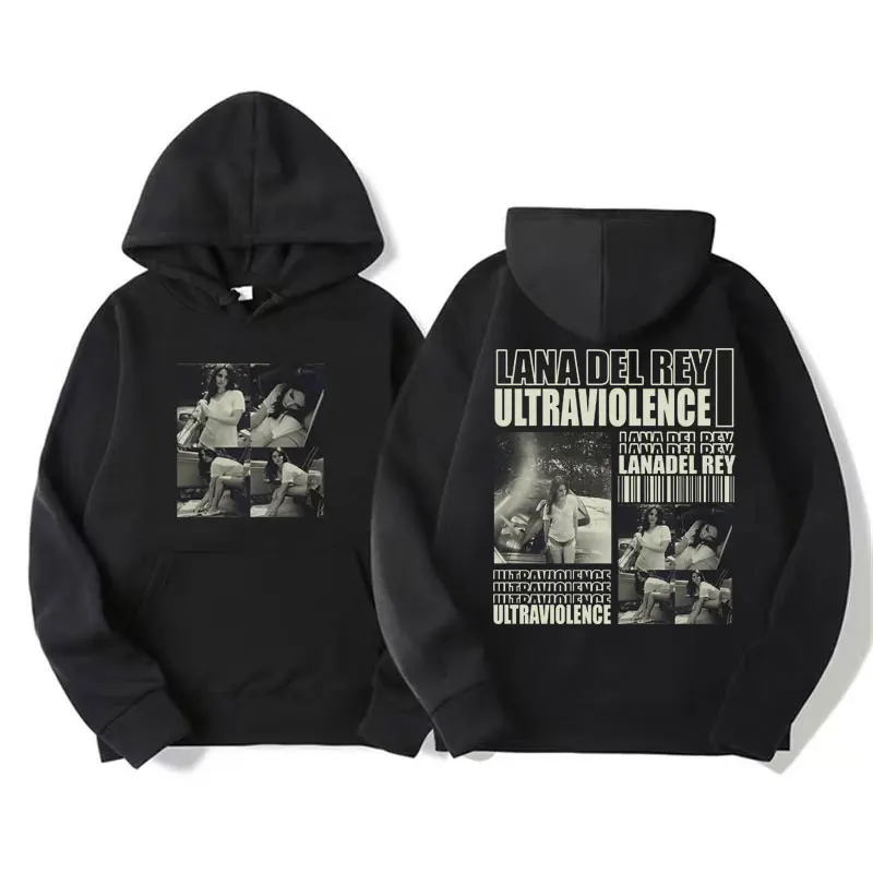 

Singer Lana Del Rey Ultraviolence Album Double Sided Print Hoodie Men Women Retro Fashion Sweatshirt Hip Hop Style Street Hooded