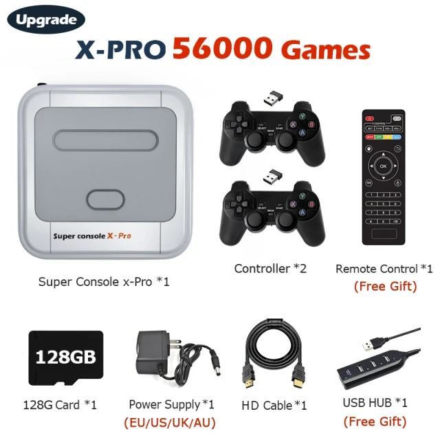 

Retro Super Console X PRO TV Video Game Console For PSP/PS1/MD/N64 WiFi Support HD Out Built-in 50 Emulators with 50000+Games