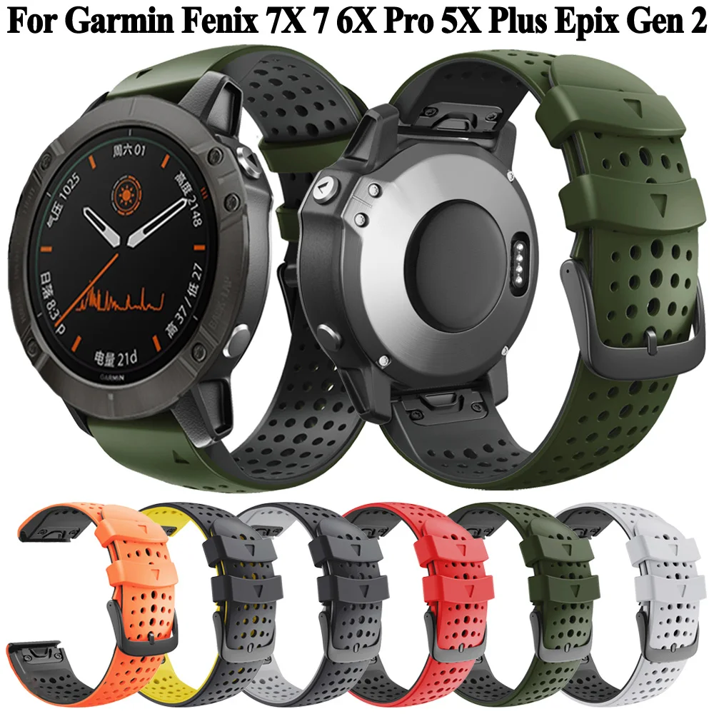 

Ремешок для наручных часов Quickfit, силиконовый браслет для Garmin Fenix 7X 6X 5X Plus 935 945 Epix 2, 26 дюймов 22 мм