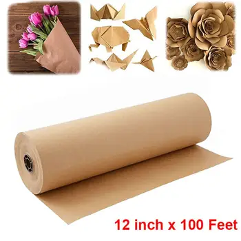 11.8inch 30m Brown Kraft Paper Roll Natural Kraft Paper Wrapping Paper for Art Crafts Gift Packaging