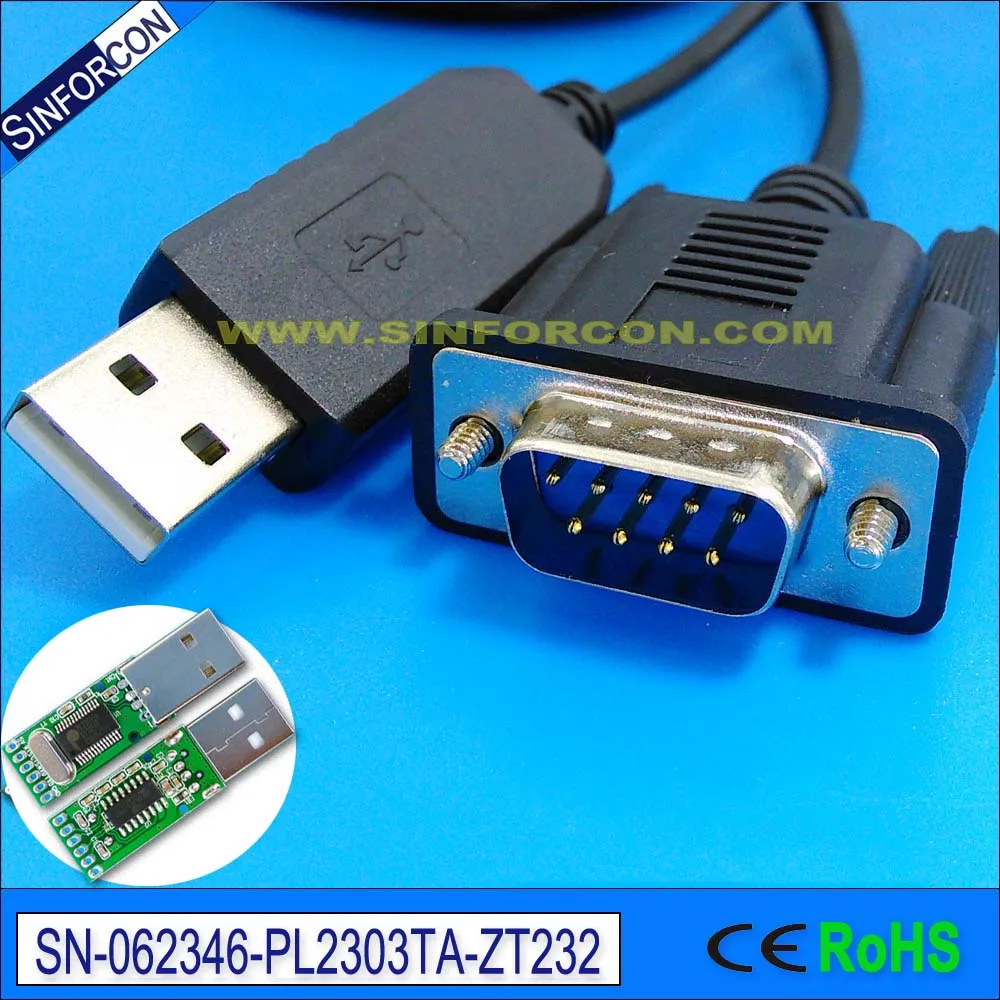 Prolific PL2303TA USB to RS232 DB9pin Male Serial Adapter Cable