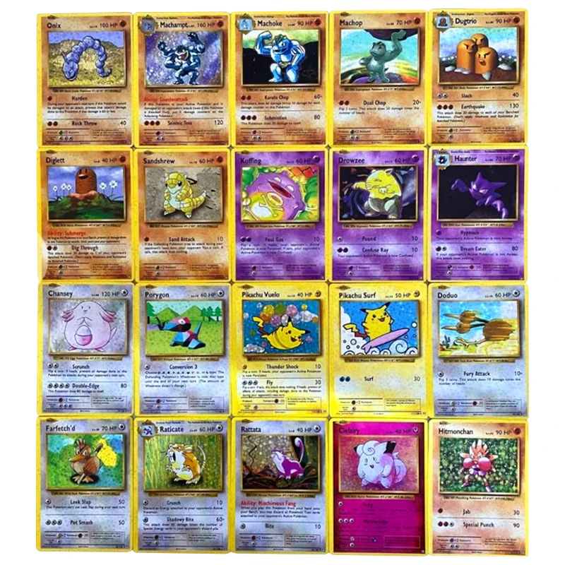 60 Pz Fai Da Te 1996 Prima Edizione Cartoon Anime Pokemon Pikachu Flash Cards Charizard Mewtwo Trainer Ptcg Game Battle Collection