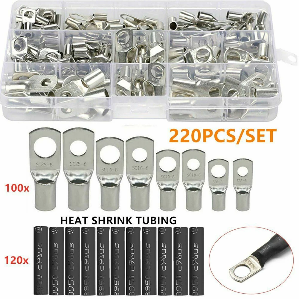 220CPS Various Automotive Soldering Connector Kit Copper Ring Crimp