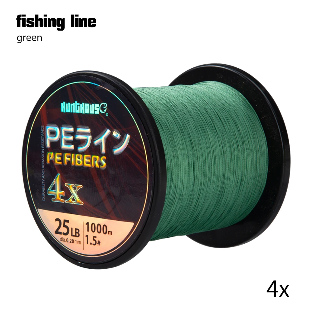 500M Green PE Braided Fishing Line - 4 Strand, 30LB Test, 0.26mm Diameter