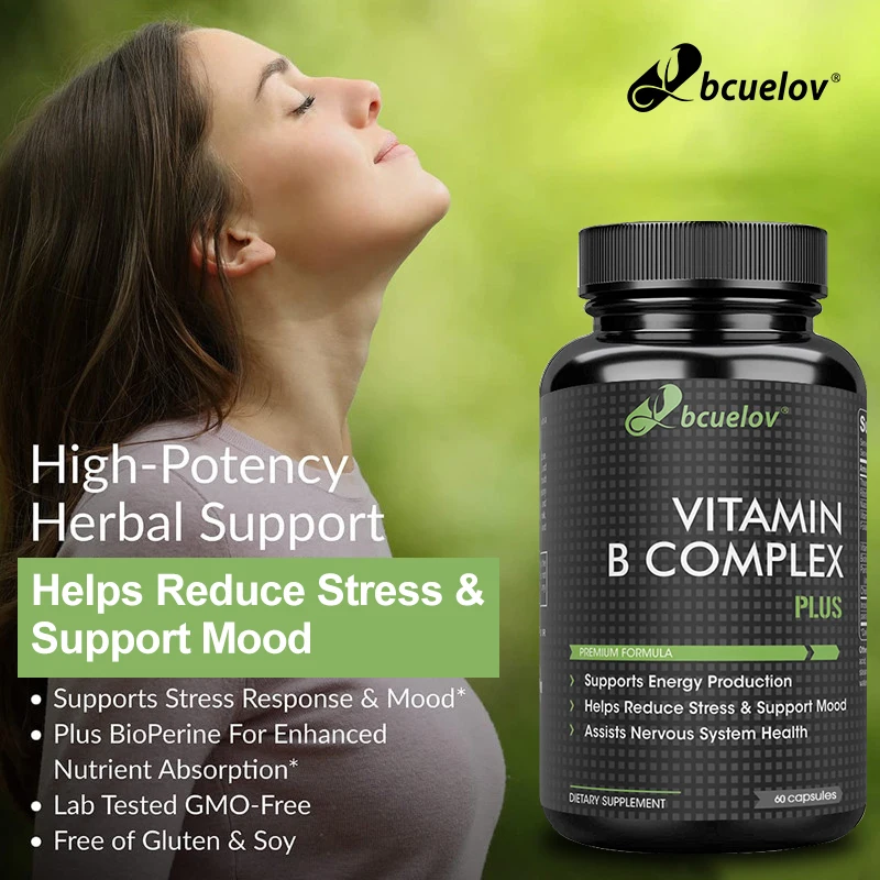 

B Complex Vitamins - Helps Reduce Stress & Support Mood, Aids Nervous System Health Dietary Supplement