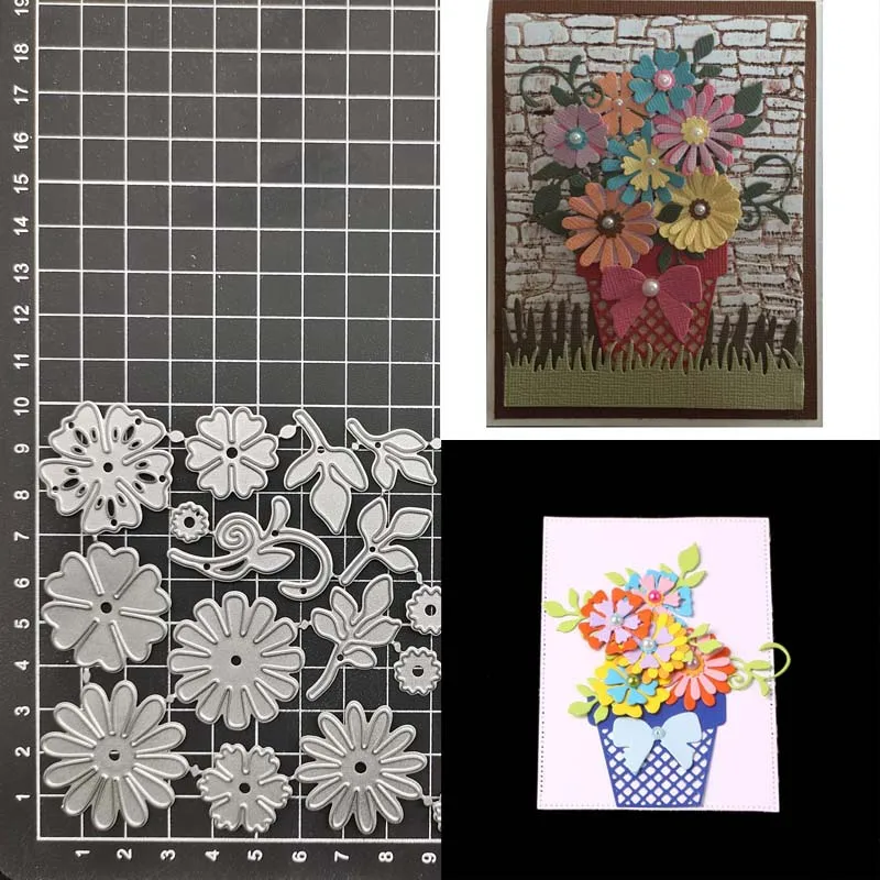 

Flower Pot Metal Cutting Dies Stencil DIY Scrapbooking Album Paper Card Template Mold Embossing Craft Decoration
