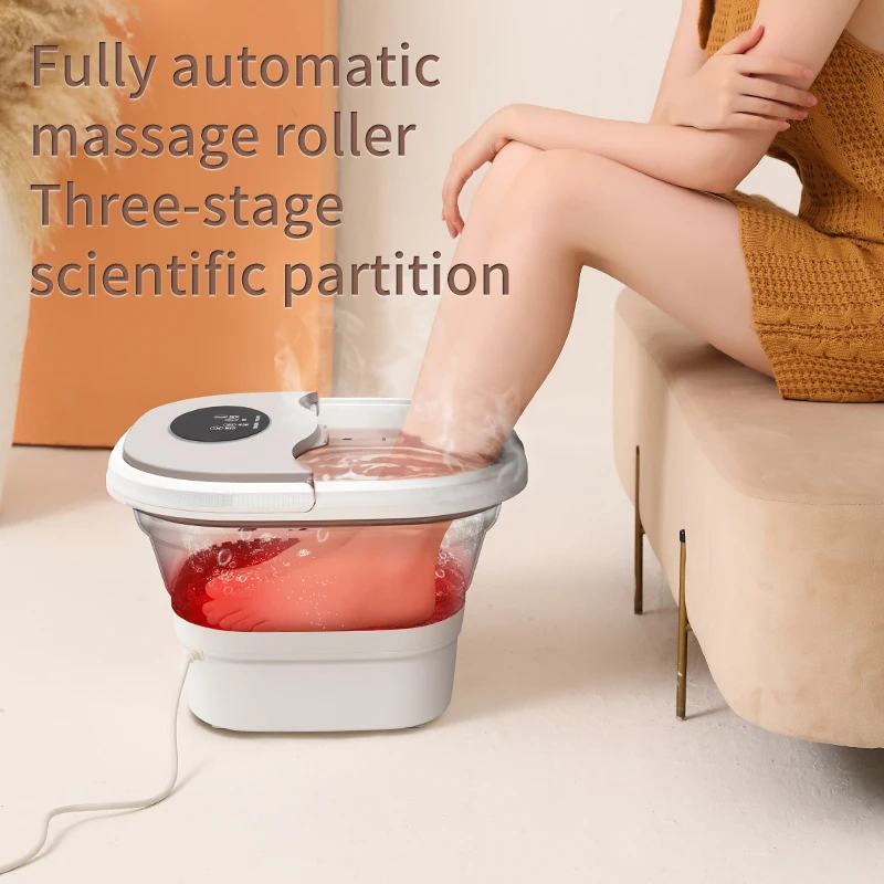 Automatic Heating Foldable Foot Bath Remote Control Spa Footbath Happiness Bubble Boiler Electric Multi Roller Massage Intelligent thermostat + Touch button automatic heating foot bath foldable foot soaking bucket