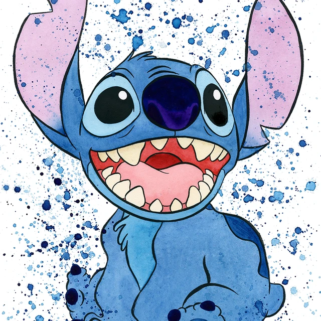 Affiche d'ange Disney Lilo et Stitch, décor mural aquarelle, peinture de  pépinière Ohana, imprimés d