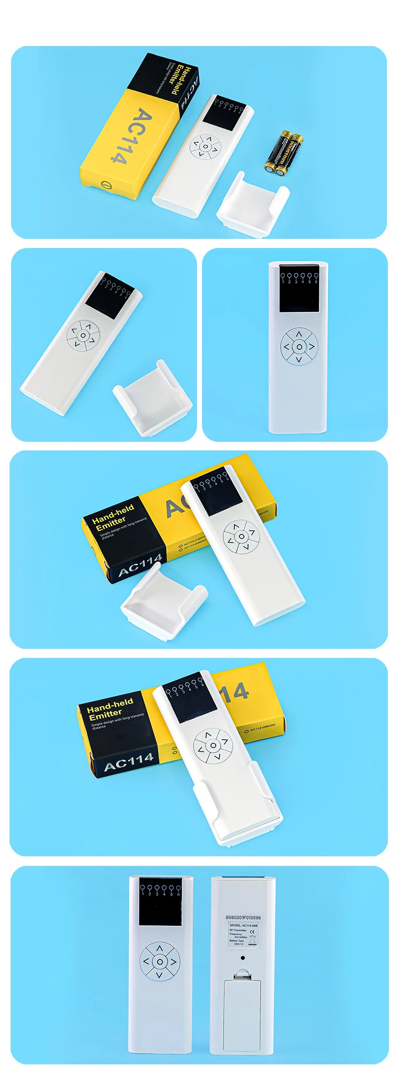 de rolo, controle remoto, A-OK, Smart Home, 6 canais, 433, AC114-06