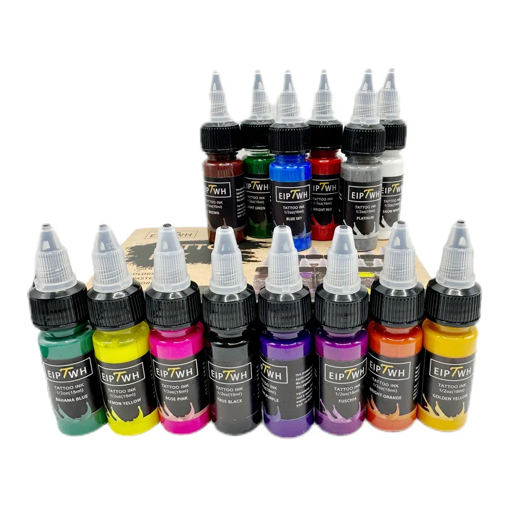 EIPTWH 15ml 7/14colors Tattoo Ink Pigment with Box Body Art Tattoo Kits Beauty Paints Makeup Supplies Semi-permanent