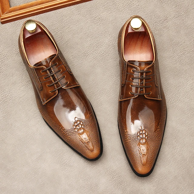 Oxford man with leather shoes, lace point, carved English, formal wedding,  dress, genuine leather - AliExpress