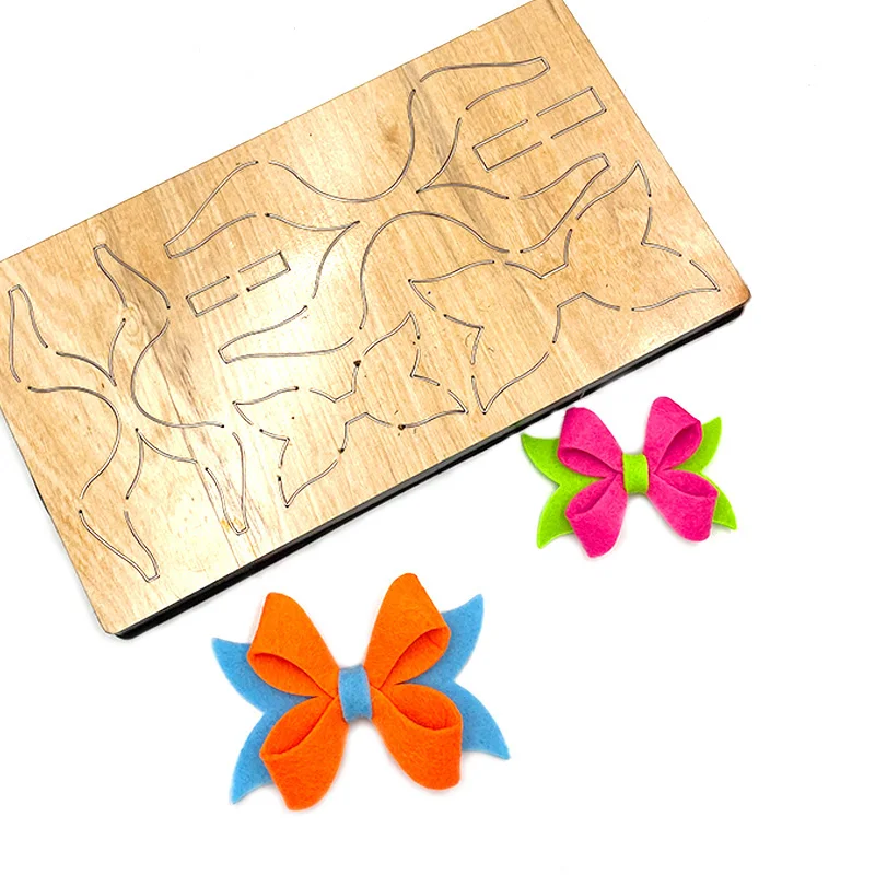

Wooden Cutting Die for Bowknot Hairpin, Suitable for Most Machines, BY53, New