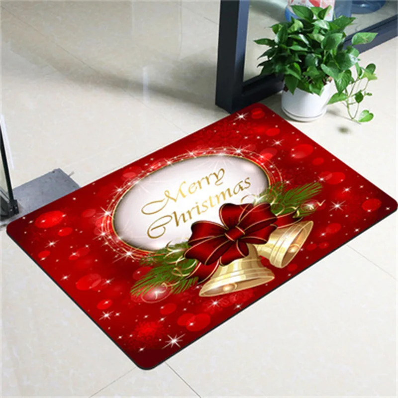 Christmas Polyester Door Mat Personalized Front Door Decoration Home Bathroom Decoration 40x60cm Non-slip Felt Rubber Carpet 70%