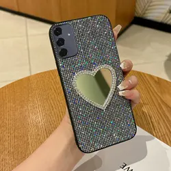 Luxury Mirror Glitter Grid Leather Phone Case - Elegant Protective - Galaxy A18 (Black)