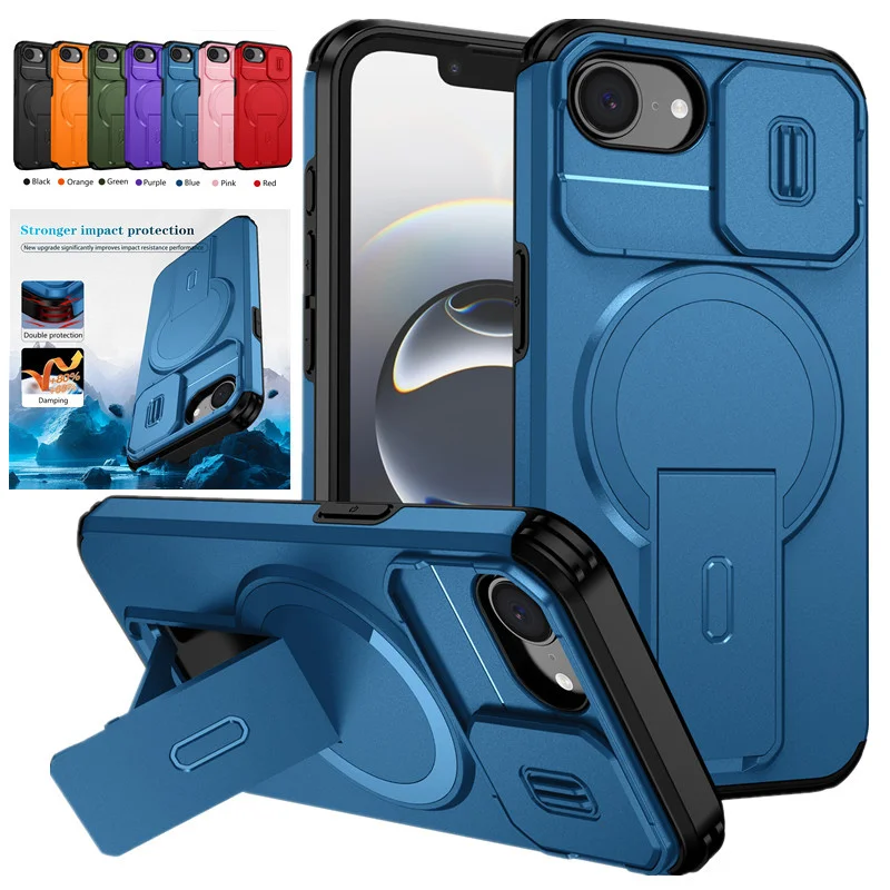 Enhanced Shockproof Magnetic Wireless Charging Case with Foldable Stand