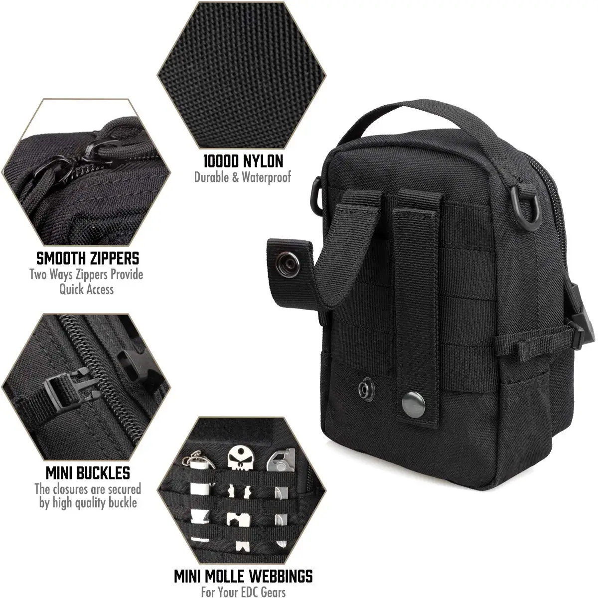 Tactical Molle Pouch Small EDC Utility Pouch Tactical Tool Pouches Bag Compact Multi-Purpose Waist