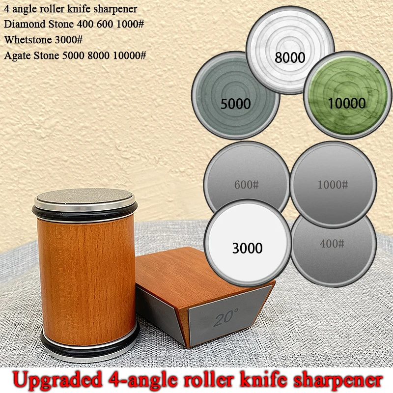 

15/18/20/22° Fixed Angle Magnetic Rolling Knife Sharpener Diamond Whetstone Agate Stone Kitchen Roller Knife Sharpening System