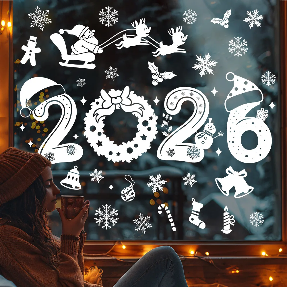 Christmas Window Stickers Christmas Wall Sticker Kids Room Wall Decals Merry Christmas Decorations For 2026 New Year Stickers