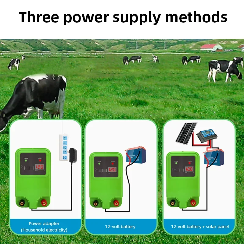 High Voltage Pulse Electric Fence Energizer for Livestock Farm Ranch Pasture Electronic Fencing Charger Predator Deterrent