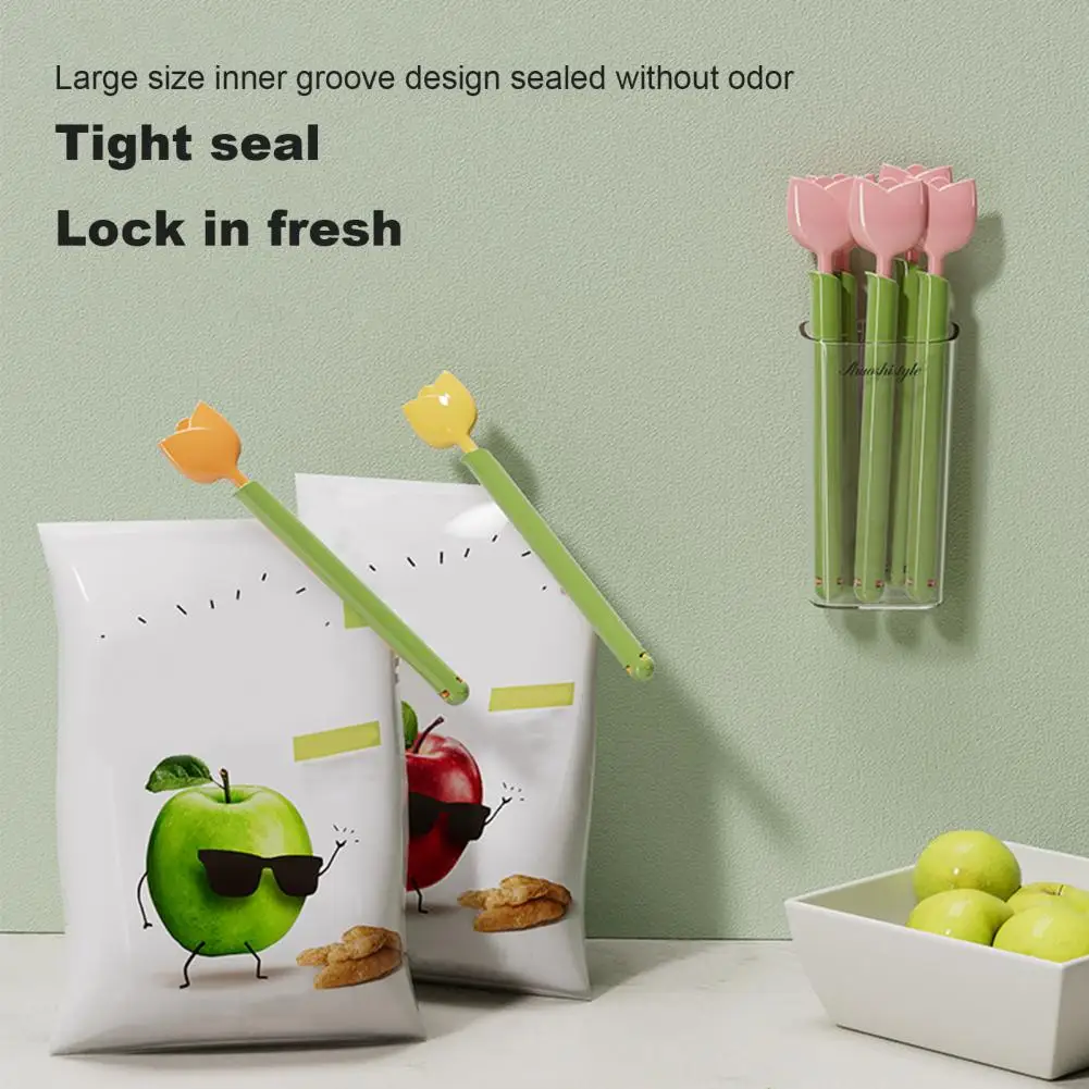 

5Pcs Food Bag Clips Tulip Shape Moisture-Proof Sealing Clips Food Snack Storage Sealer Kitchen Fridge Tool