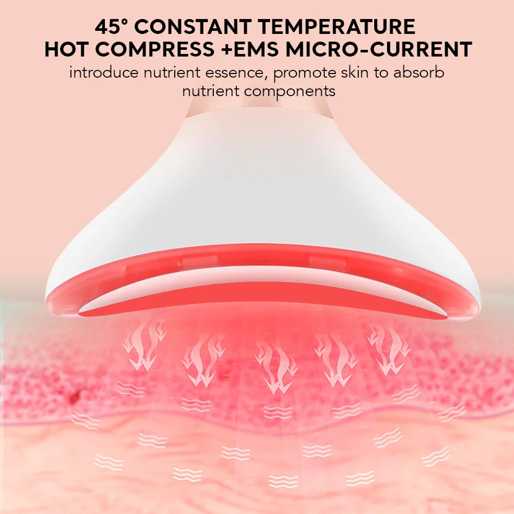 Neck Beauty Device EMS Heating Face Lifting Machine Double Chin Remover LED Anti Wrinkle Skin Tightening Facial Massager 3 Color