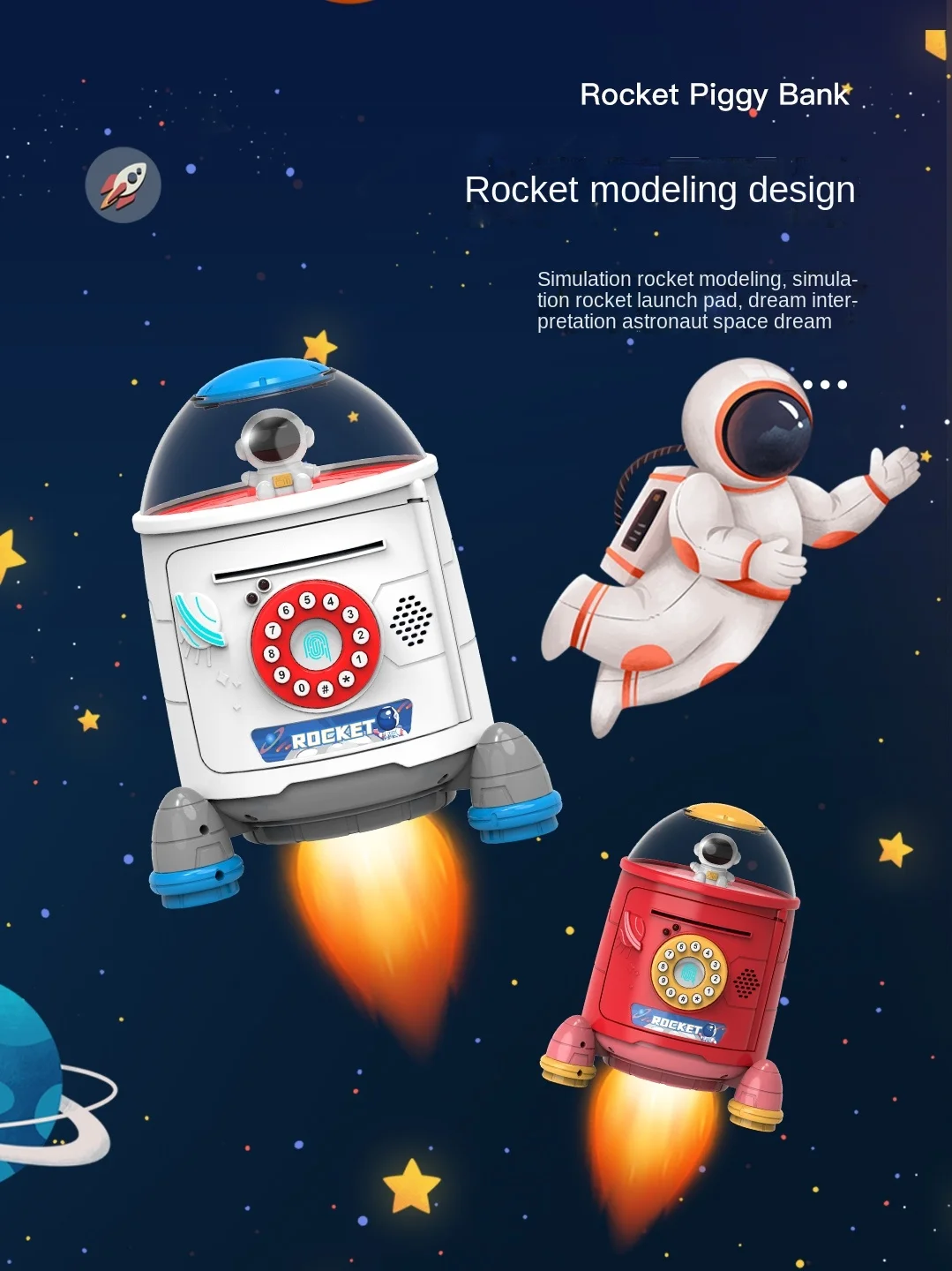 

Children's Savings Rocket Coin Bank Can Only Save Girls Cartoon Plastic