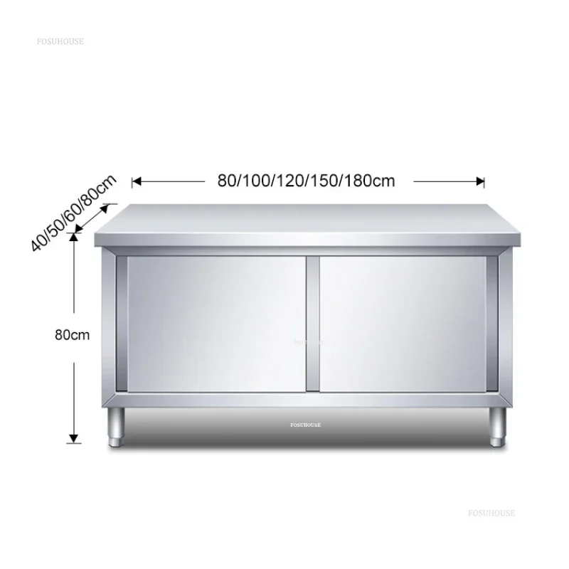 Multi-functional Storage Kitchen Cabinets Stainless Steel Kitchen Worktop Sliding Door Cupboard Kitchen Cabinet for Restaurant X 6