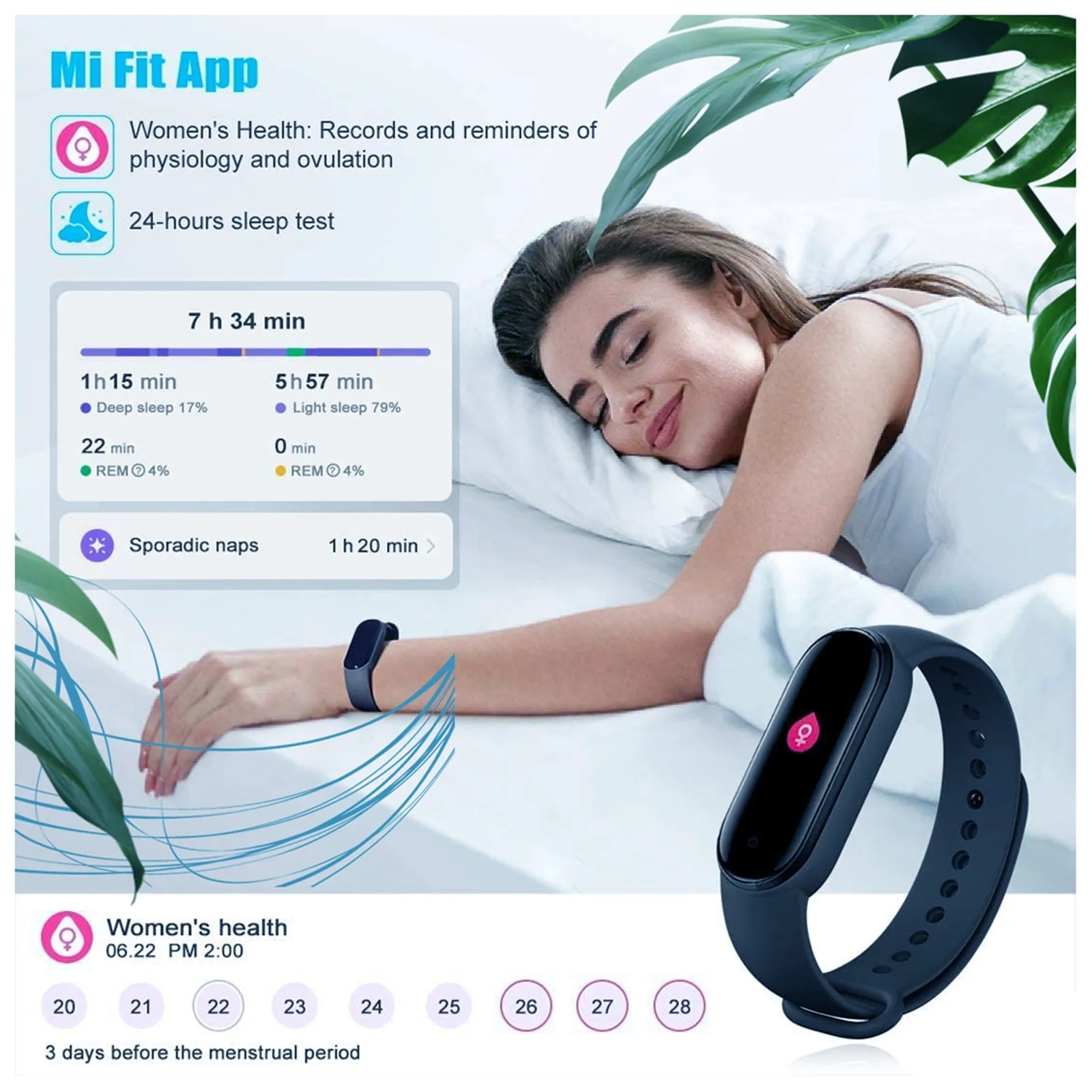 미 밴드 5 컬러 AMOLED 수면 단계 수영 스포츠 모니터 앱, 미밴드 5