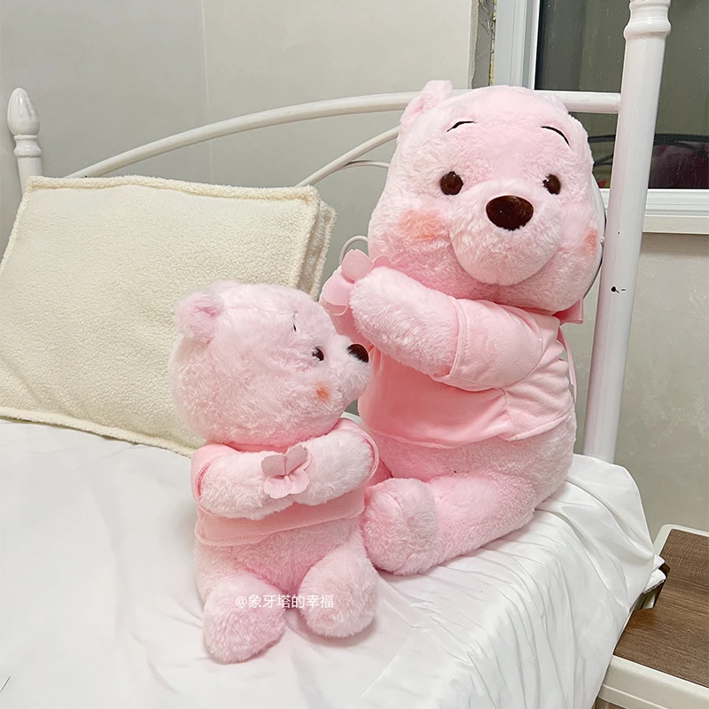 Disney Cute Sakura Winnie the Pooh Plush Toy Lovely Stuffed Cartoon Anime  Pink Bear Plushies Pooh Bear Doll Xmas Gifts Girl Kids
