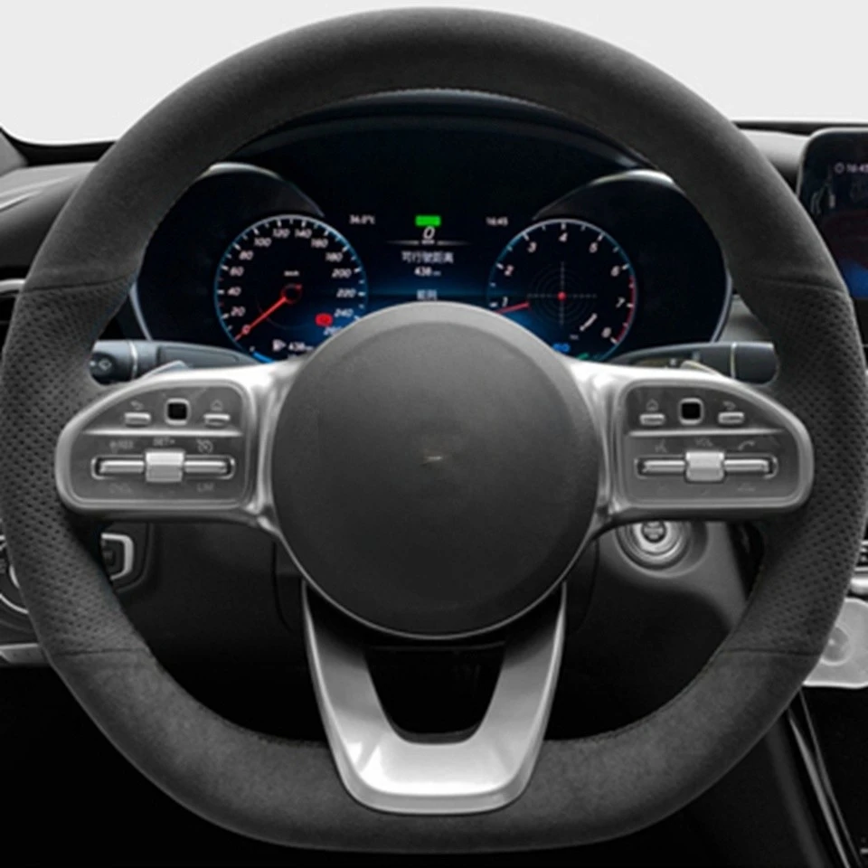 Wildleder Braid Auto Lenkrad Abdeckung Für Mercedes-Benz S-Klasse W222 GLC A-Klasse W177 C-klasse W205 E-Klasse W213 Auto Zubehör – Detail 1