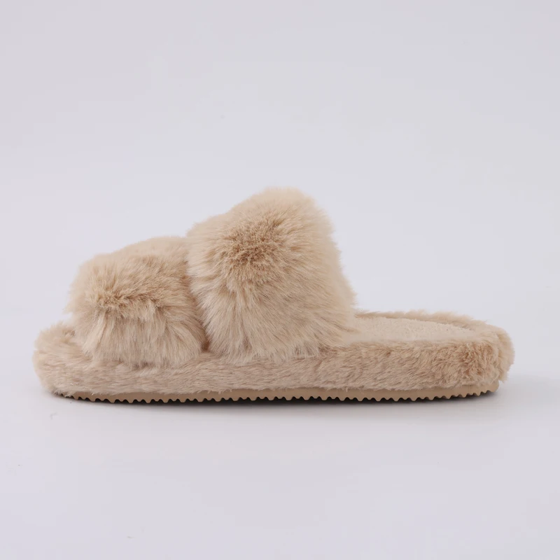 Comwarm Winter-Fuzzy-Hausschuhe für Damen, flacher Boden, lässige Baumwoll-Slides, weiche Sohle, Heim-Slides, pelzige, warme, gemütliche Damen-Hausschuhe – Detail 7